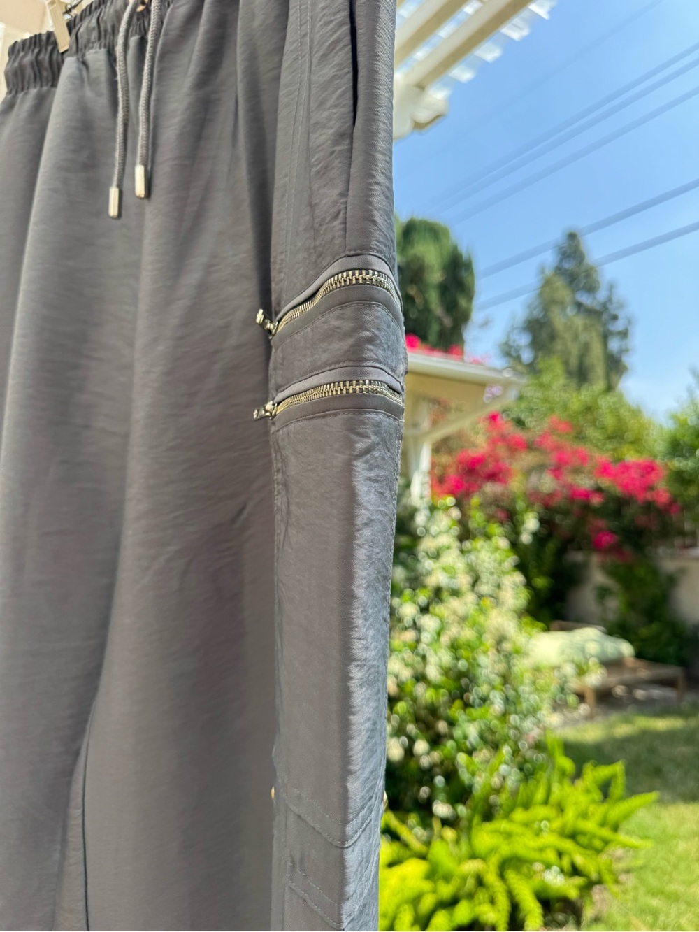 Gray Drawstring Cargo Pants - Picture 4 of 4